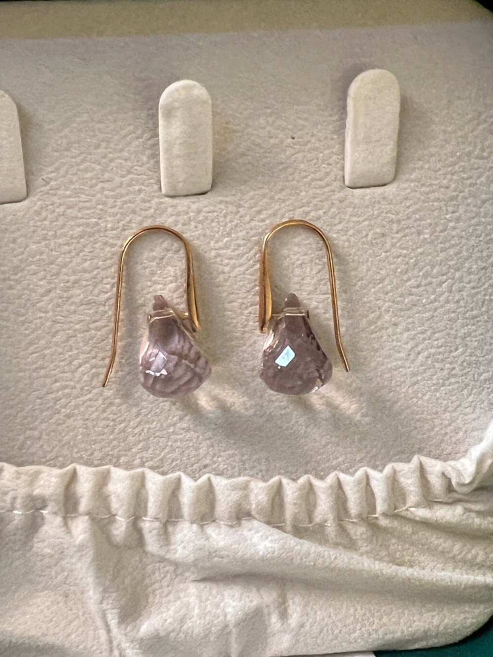 Swarovski Rose Gold and Pale Pink Faceted Drop Earrings - Picture 4 of 5